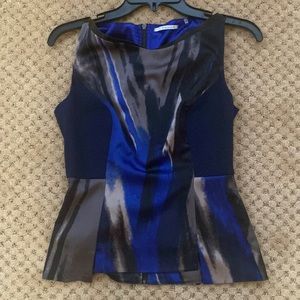 Tahari abstract print peplum top